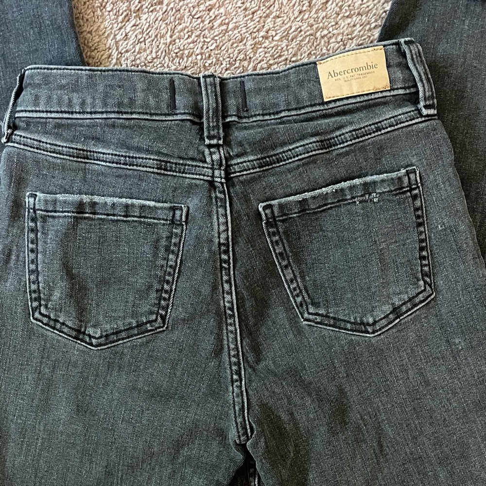 Abercrombie Kids Black High Rise Wide Leg Jeans Short - Picture 3 of 7